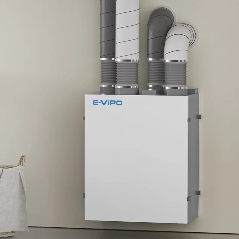 

E-VIPO Residential HRV Heat Recovery Ventilation Wall Mounted Air Recuperator ERV Ventilator Bypass Auto Defrost Heater Support
