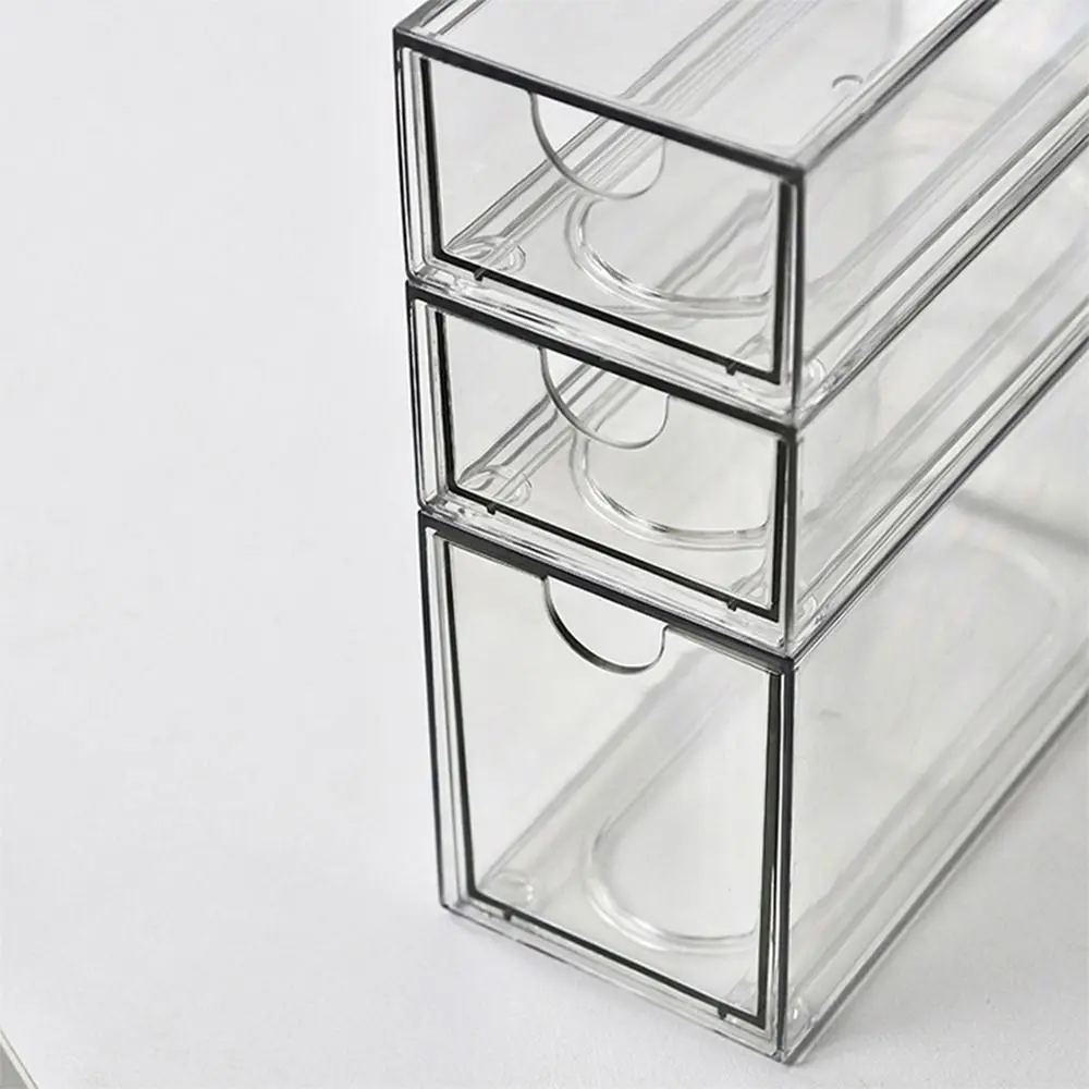 INS Desktop Storage Box Dust Proof Stackable Transparent Organizer Shelf Multi-function Drawer Type Cosmetics Organizer