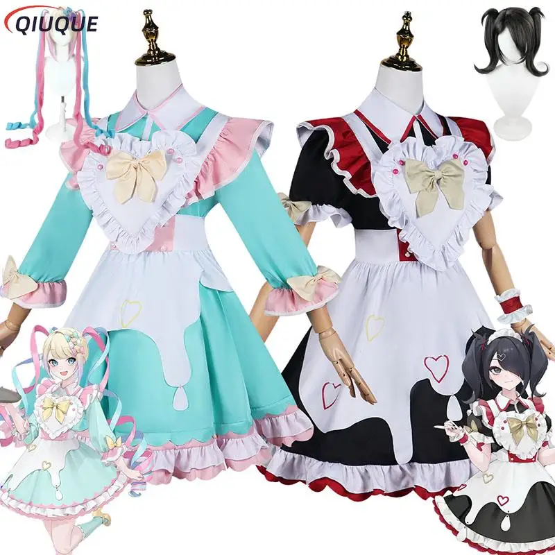 Game Needy Girl Overdose KAngel Ame Chan Cosplay Costume Wig Girls Women Lolita Maid Dress Halloween Party Outfits