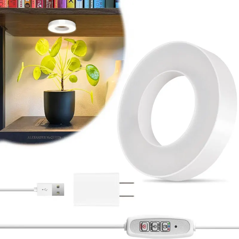 

Full Spectrum Plant Growing Lamp 4 Dimmable Levels Halo Grow Lamp Height Adjustable Under Cabinet Plant Lamp for Indoor Plants