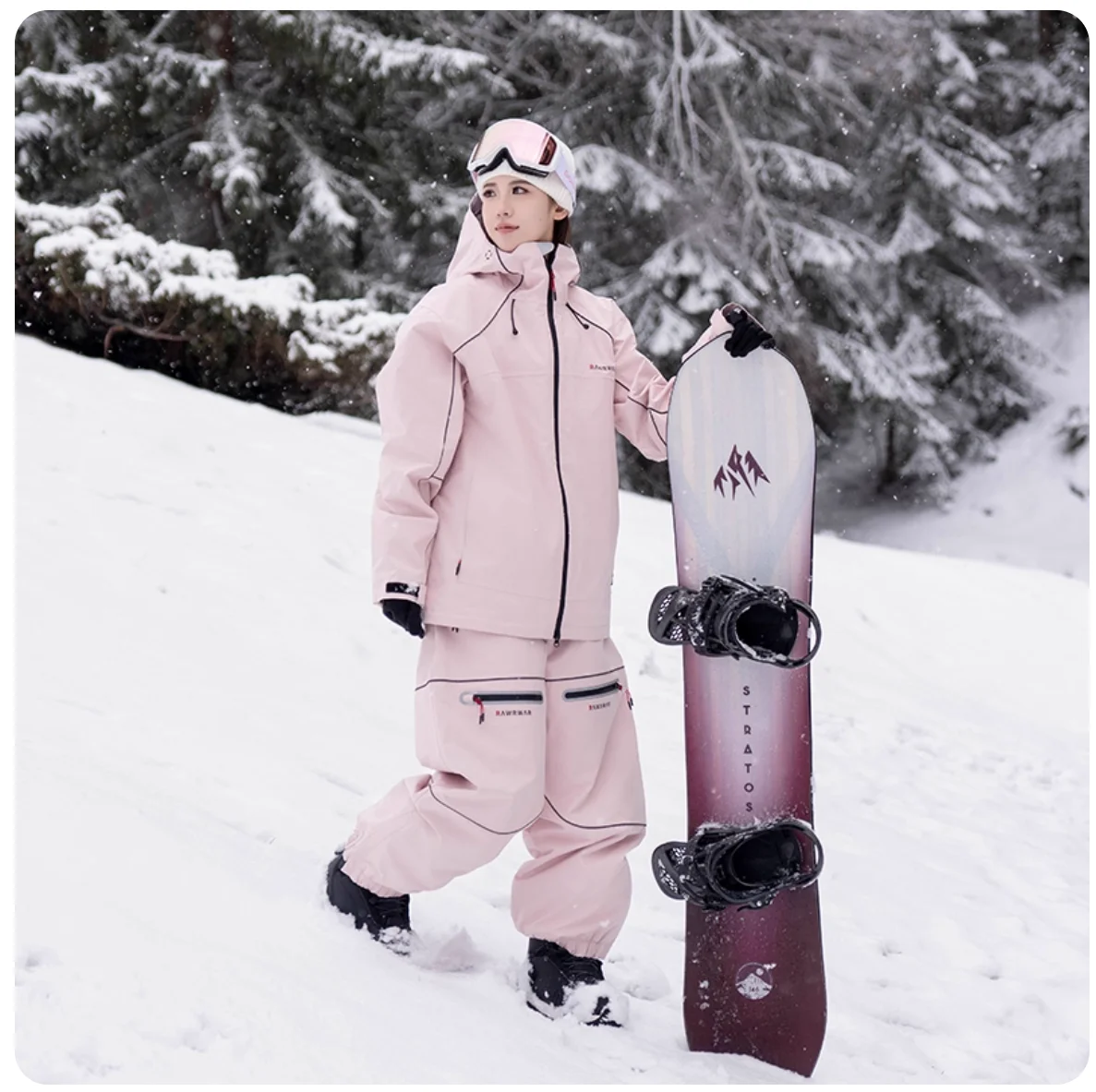 RAWRWAR 2025 Set Setelan Ski Cangkang Keras Pria Wanita 3L Perlengkapan Snowboard Uniseks Tahan Angin Tahan Air & Perlengkapan Alpine untuk Olahraga Luar Ruangan Musim Dingin