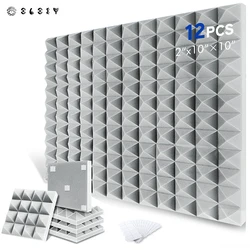 Studio Sound Absorbing Panels 12 Pcs, Pyramid Acoustic Foam Panel, Sound Proof Insulation For Wall Room Sound Insulation Foam