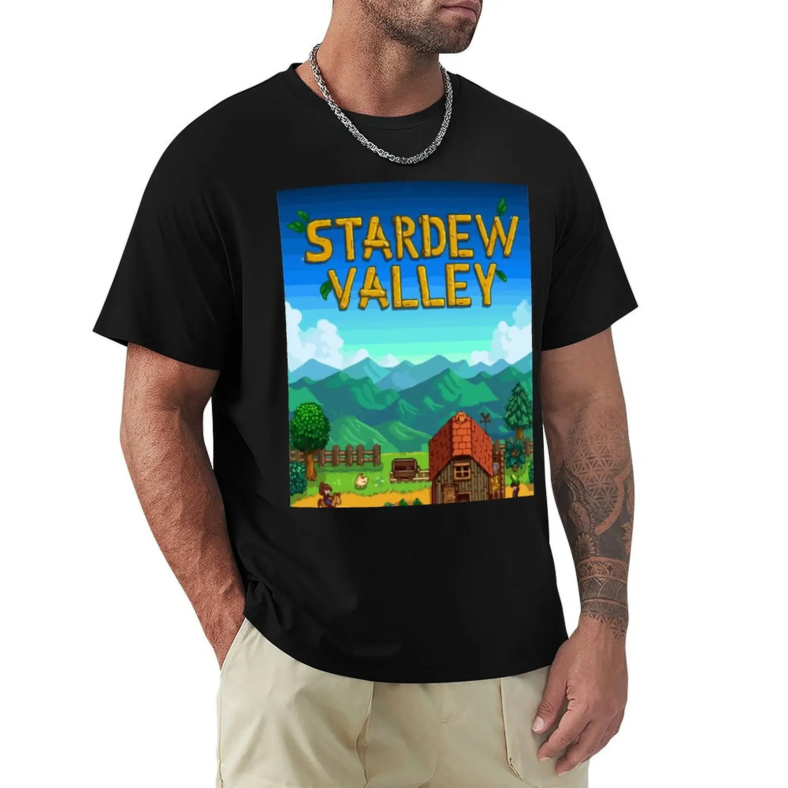 Stardew Valley Vector Art T-Shirt Vintage Style Printed Top