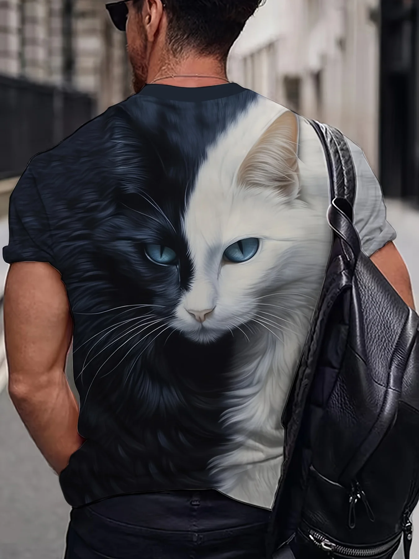 Funny Cartoon Cat Pattern T Shirt For Men Animal Graffiti 3D Printed T-Shirts Summer Casual Short Sleeve Tees Round Neck Tops image 3