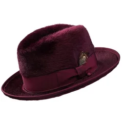 Hamburg Hat New Hat Women's Winter British Rabbit Hair Imitation Retro Versatile Mink Fur Top Hat Fashion Men and Women