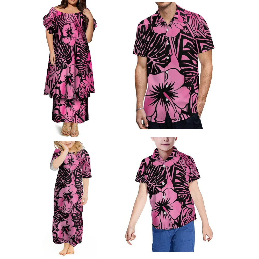 

Высококачественный полинезийский женский костюм Puletasi на заказ, вечернее платье с круглым вырезом и рукавами-бабочками, мужская повседневная рубашка