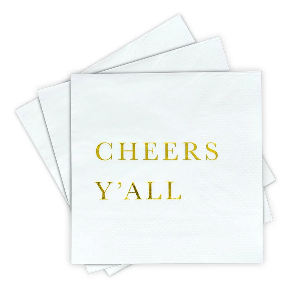 

50PCS Cheers Y'all Cocktail Napkins, 3-Ply Disposable Paper Napkins, Wedding Party Napkins by Sunshine Supply