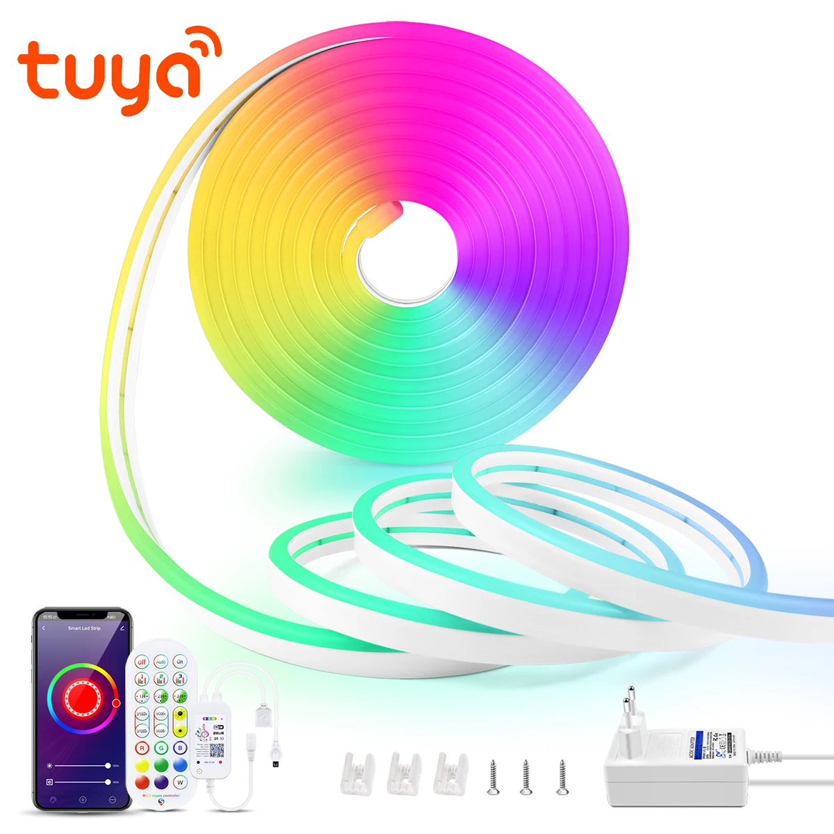 Bluetooth WIFI Led strip 5m 3m 2m 1m RGB Neon Light work for Tuya Smart Life  220V 110V to 12V fita led lamp home decoration