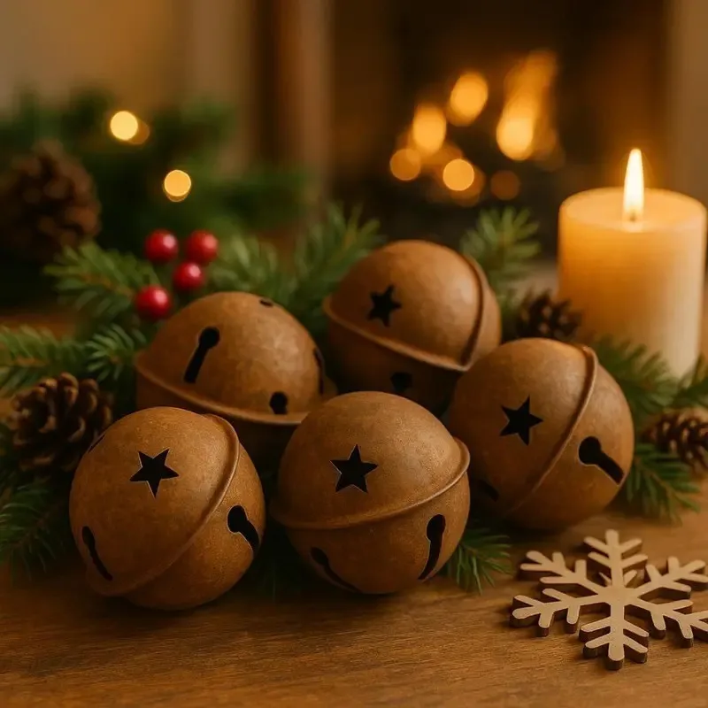 55 pcs Distressed Jingle Bells, Vintage Rusty Finish, Home Door Decoration DIY Craft Material, Clear Bell Sound