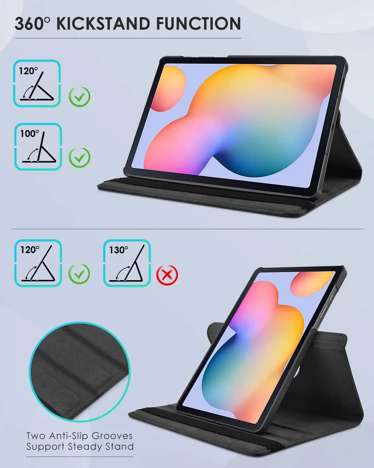 Case for Samsung Galaxy Tab S6 Lite 10.4" 2022/2020 P610/P615 PU Leather Protective Sleep/Wake Function 360 Rotating Stand Cover