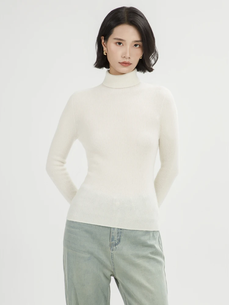 Versatile Pullover Autumn Winter Sweater Women's Knitted Clothes 100% Cashmere Sweater Turtleneck Slim Pullover Inside Join Tops