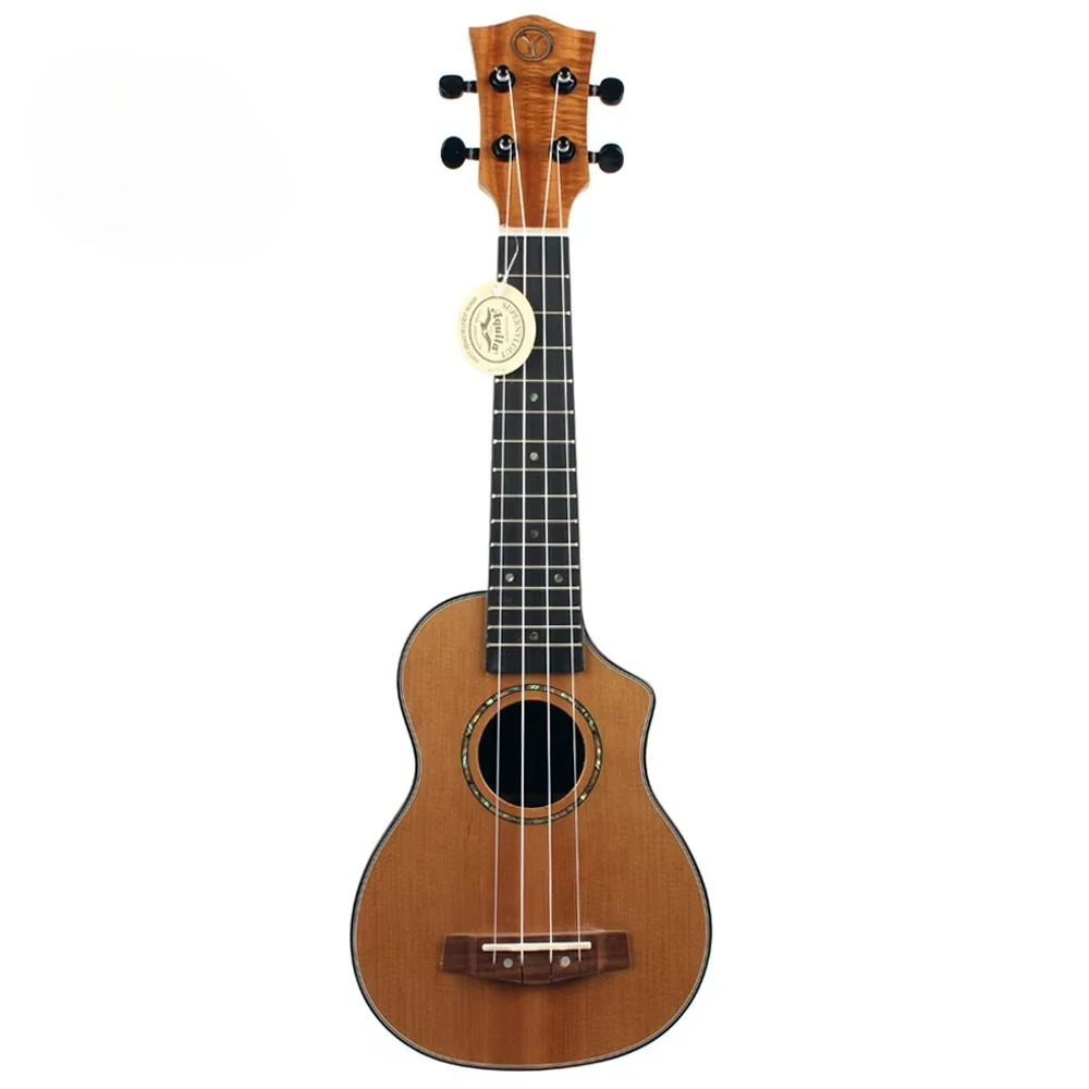 Solid Cedar 4‑String Cutaway Gloss Acoustic Ukulele Wooden Instrument for Intermediate Music Players Daily Practice