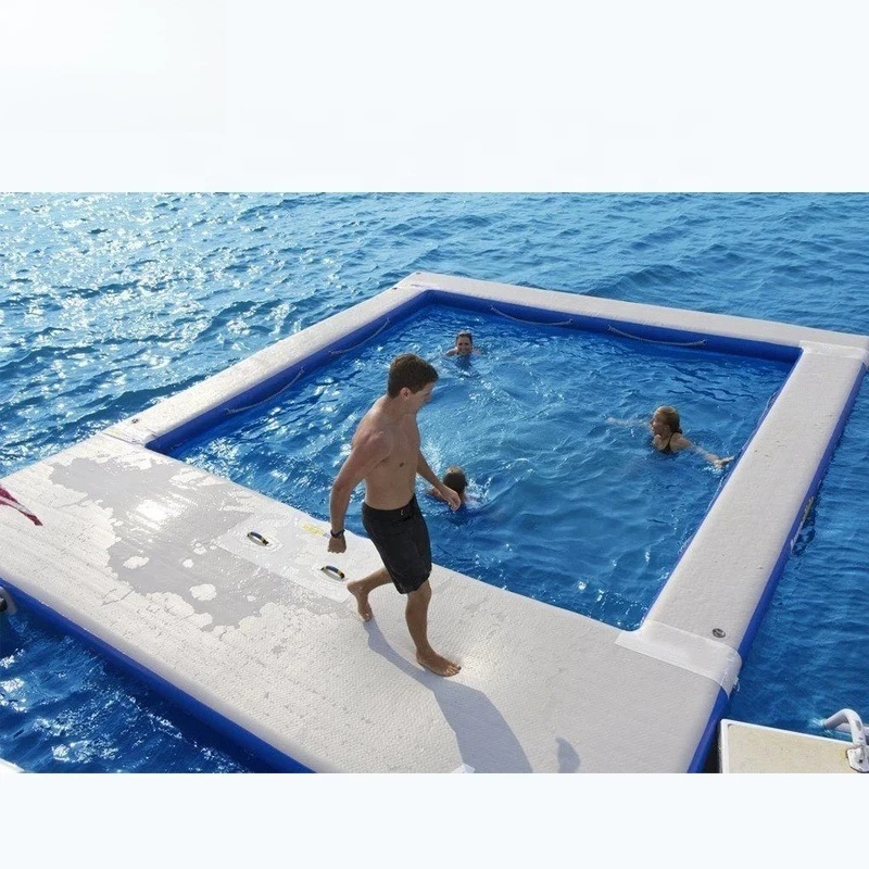 Commercial Floating Inflatable Ocean Swimming Pool Inflatable Floating Sea Pool With Black Net for Yacht Barge