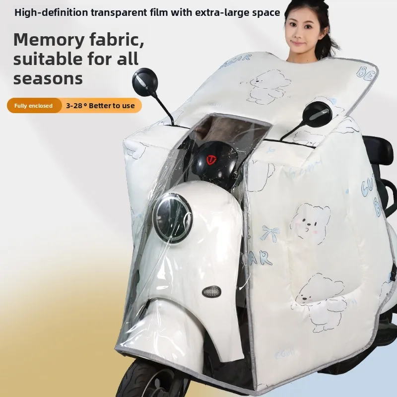 medium and thick double-sided waterproof all-inclusive rainproof windshield, battery car four seasons universal 2025 new model