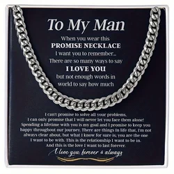 To My Man Cuban Chain Necklace Gifts For Him, Promise Necklace For Men Jewelry, Wedding Anniversary Necklace For Him, Boyfriend