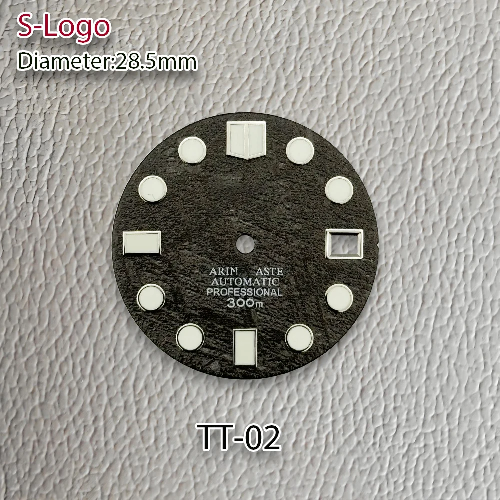 Метеоритный циферблат с логотипом S, 28,5 мм, подходит для механизма NH35/NH36/4R/7S, зеленый светящийся, высококачественные аксессуары для модификации часов