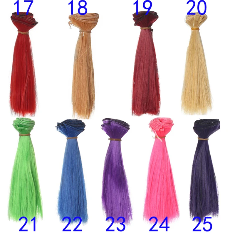 1 sztuk BJD włosy dla lalki 15cm * 100CM 25cmBlack złoty brąz zielony różowy kolor peruka z prostymi włosami dla Monster High lalka Barbie włosy dla