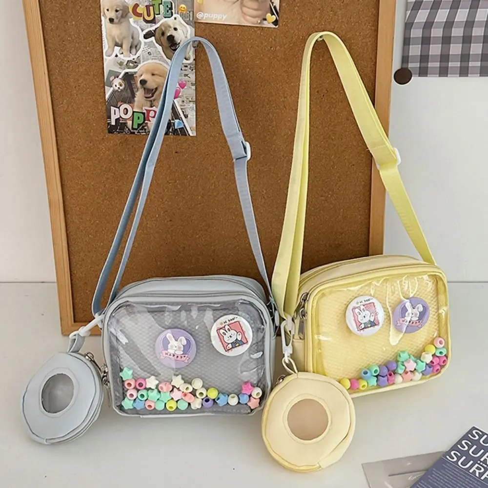 Tracolla larga Mini borse a tracolla Ita Borsa Ita trasparente con tasca in rete di nylon Borsa a tracolla mini telefono colorata casual