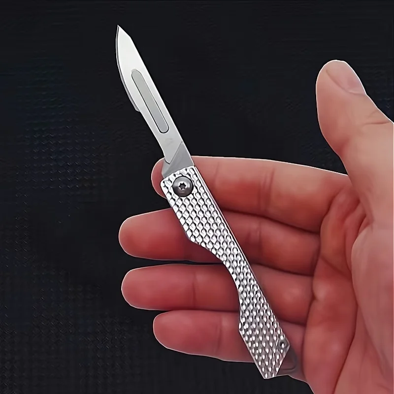 Outdoor Knife Folding Surgical Knife Stainless Steel Art Knife Keychain Knife Portable Aluminum Alloy Express Knife Paper Knife