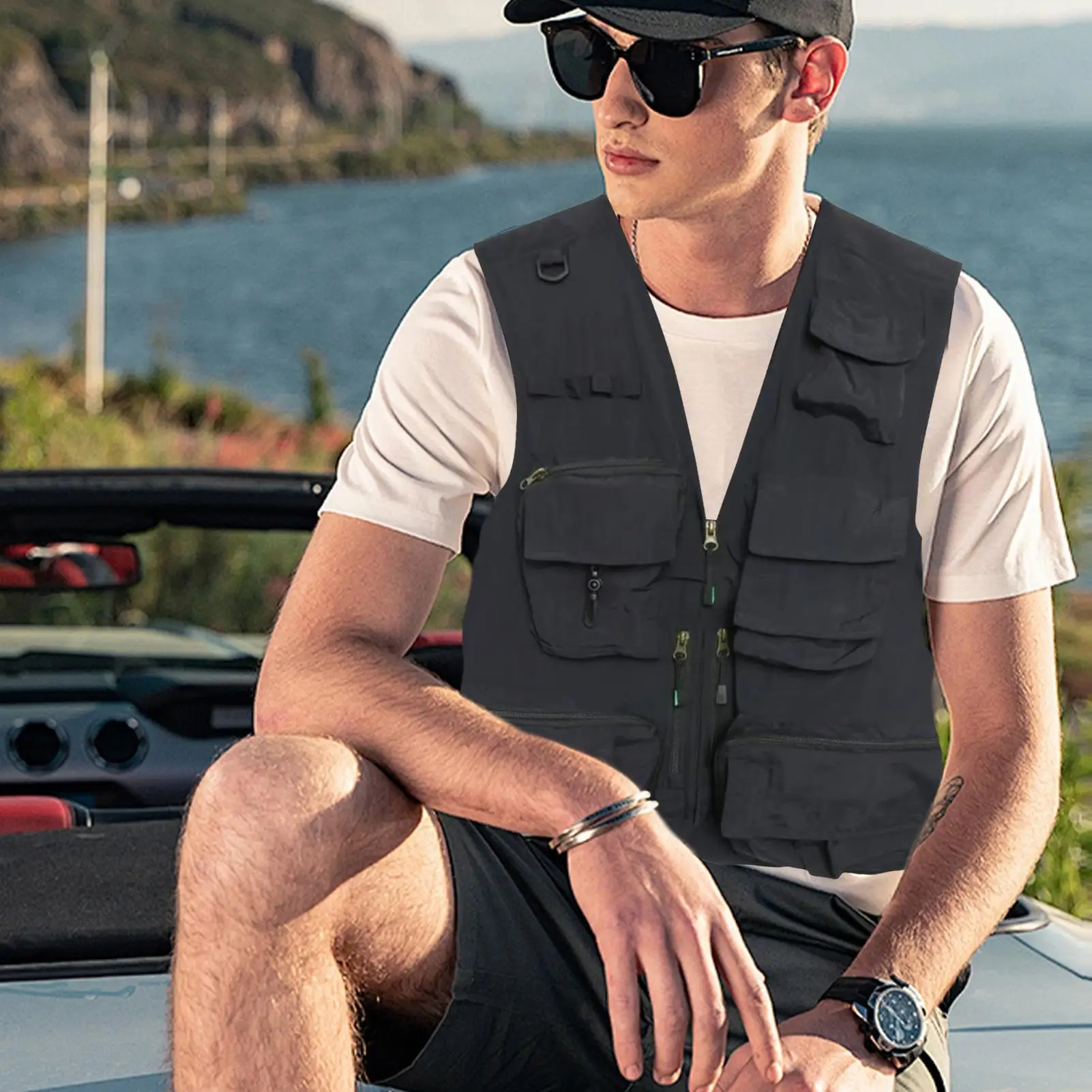 سترة صيد السمك سترة التصوير الفوتوغرافي مع جيوب متعددة سترة عادية معدات خارجية للبالغين النساء اكسبلورر السفر العمل الظهر