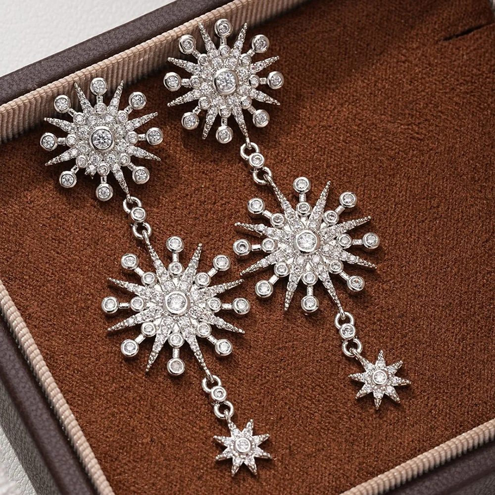 

Missvikki Rhinestone Stars Pendant Earrings for Women Party Queen Accessories Crystal Statement Dangle Earrings Jewelry Gift