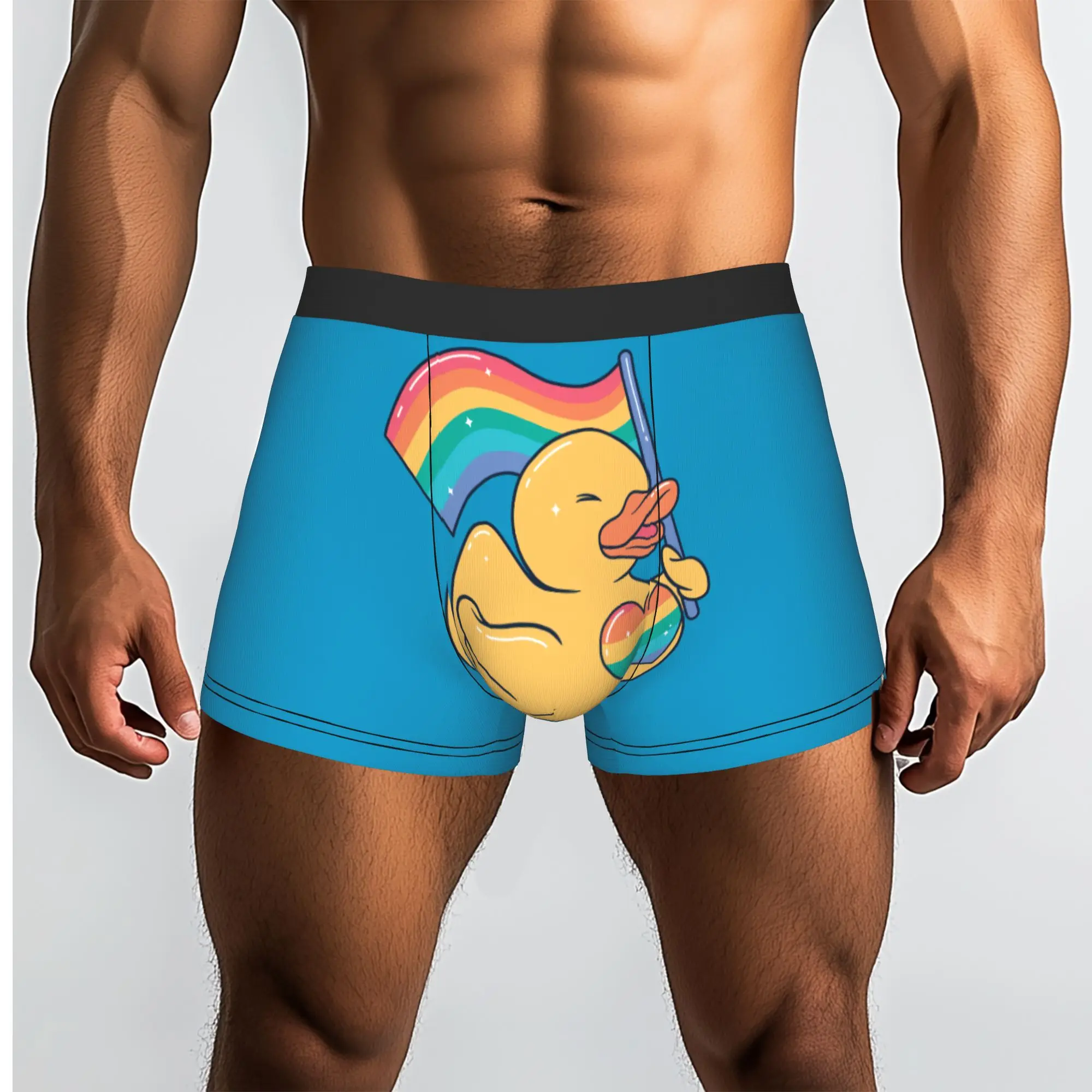 Custom Cute LGBT Rainbow Rubber Ducky Boxers Shorts Mens  Briefs Underwear Novelty Underpants