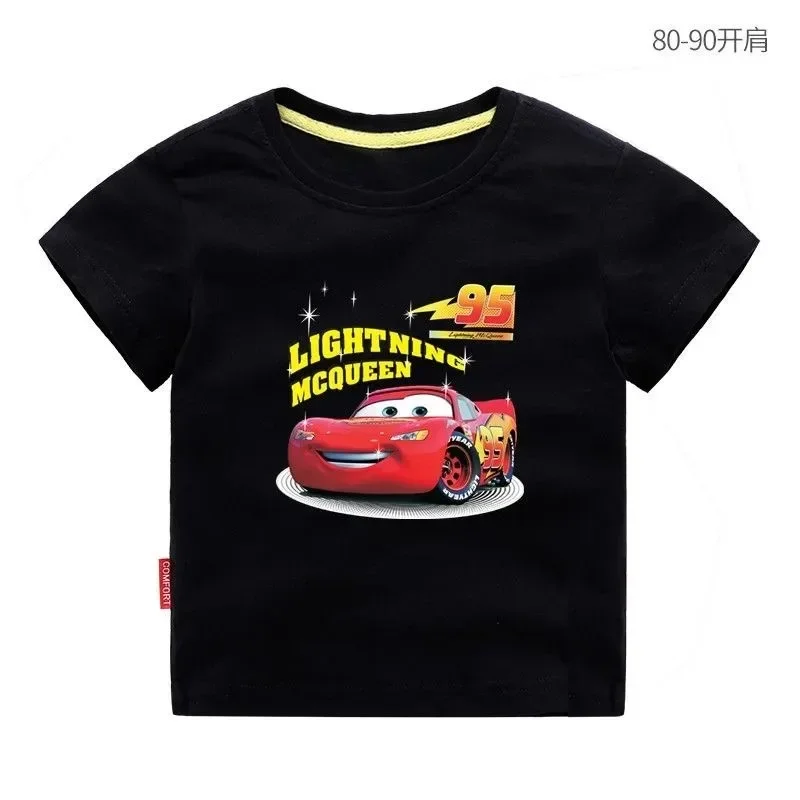 Disney Cartoon koszulka dziecięca błyskawica McQueen bawełniana modna koszula letnie chłopięce dziewczęce ubrania z krótkim rękawem Casual dziecięce na co dzień