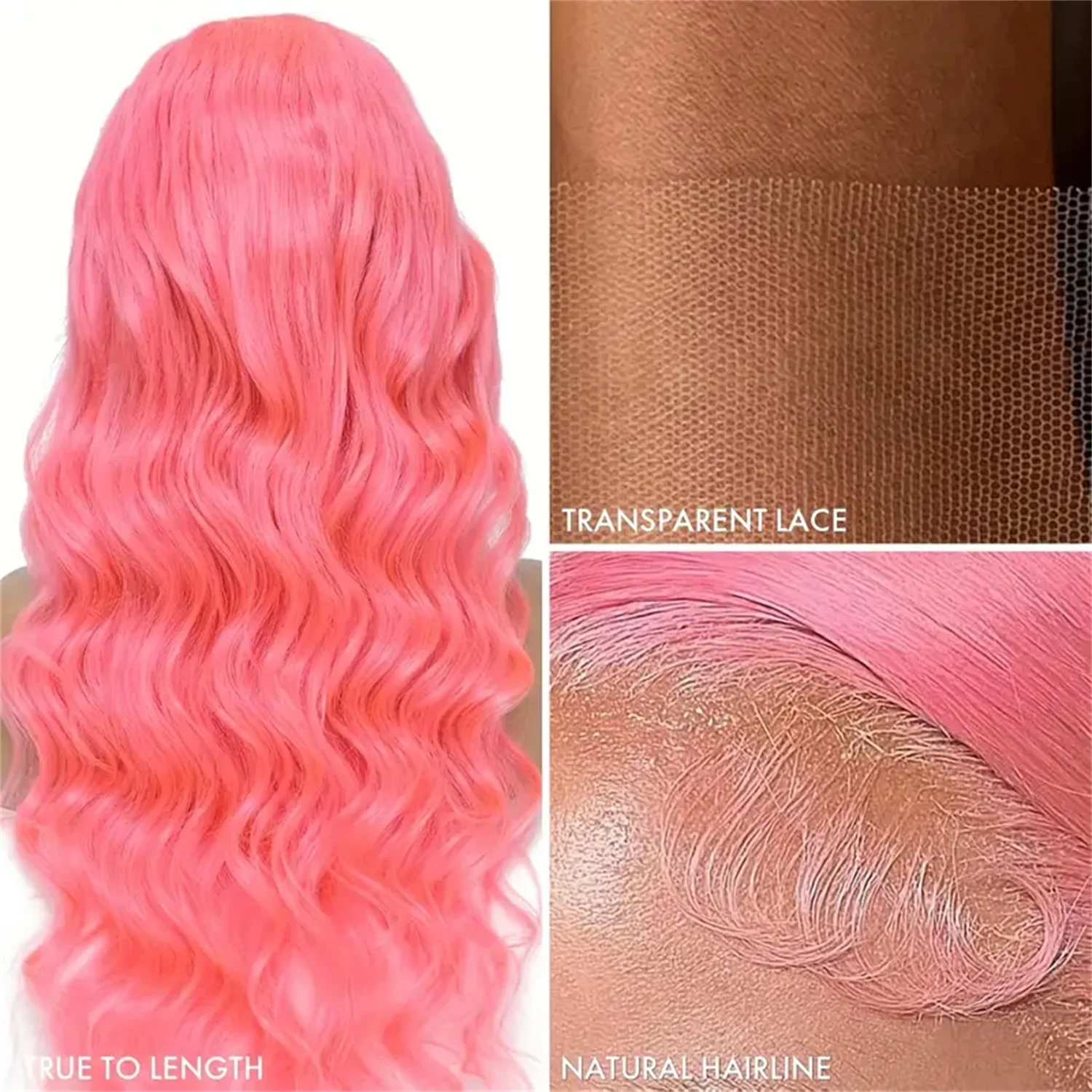Parrucca rosa dell'onda del corpo 13x4 frontale 180 densità con parrucche colorate dei capelli umani dei capelli del bambino per le donne Parrucca anteriore del pizzo rosa per la festa quotidiana