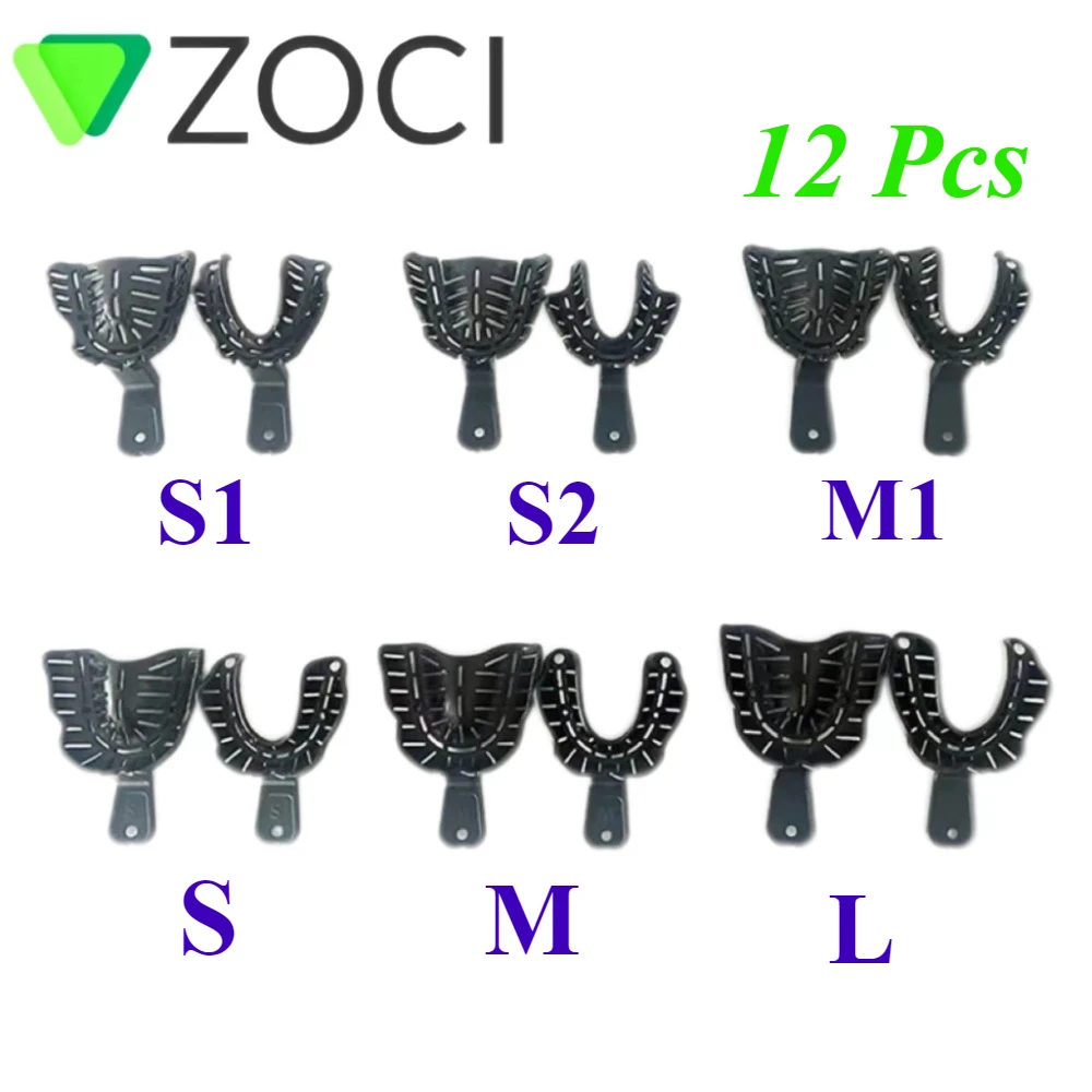 12Pcs/Set Dental Impression Trays Thermoplastic Full Mouth Edentulous Jaw Impression Tray Dental Lab Equipment Dentist Tools