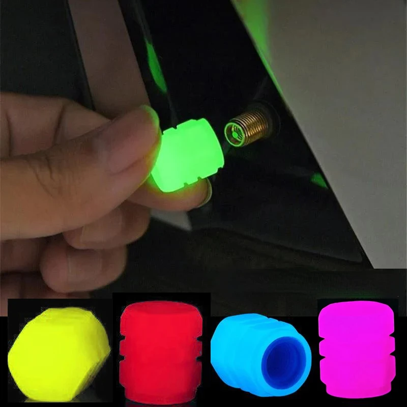 1/4pcs Luminous Night Glowing Absorb Light Motorcycle Wheel Valve Caps For Chopper Motorcycle Durable Styling Accessories