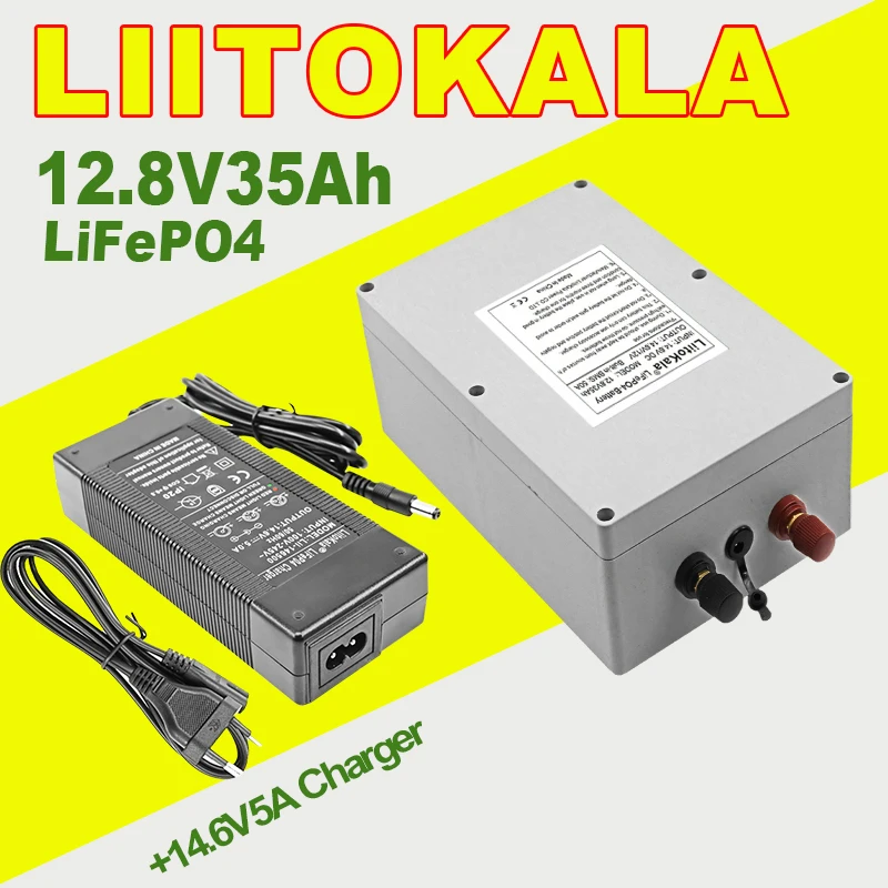 LiitoKala 12.8V 35AH LiFePO4 バッテリー、50A BMS 保護ボード付き、ソーラーパネルエネルギー貯蔵、無停電電源用