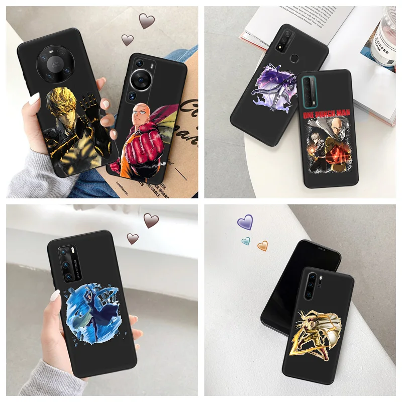 Silicone Black Phone Case for Motorola G200 5G G30 G31 One Fusion One Punch Man Genos Huawei P40 P30 P20 P Smart iphone6 Cover