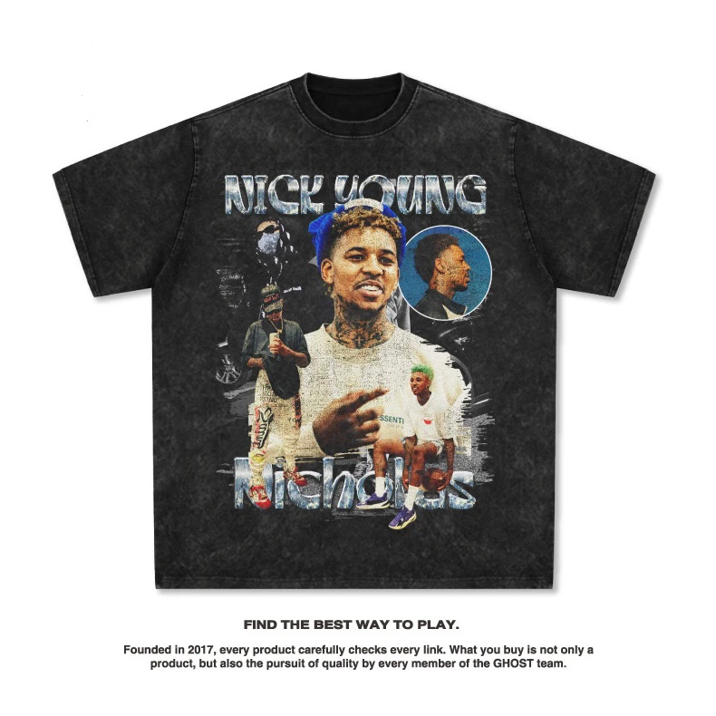 

2025Nick Young American Football Star T-shirt Street Hip-hop Streetwear Brand Retro Print Aged Washable Round Neck Short-sleeved