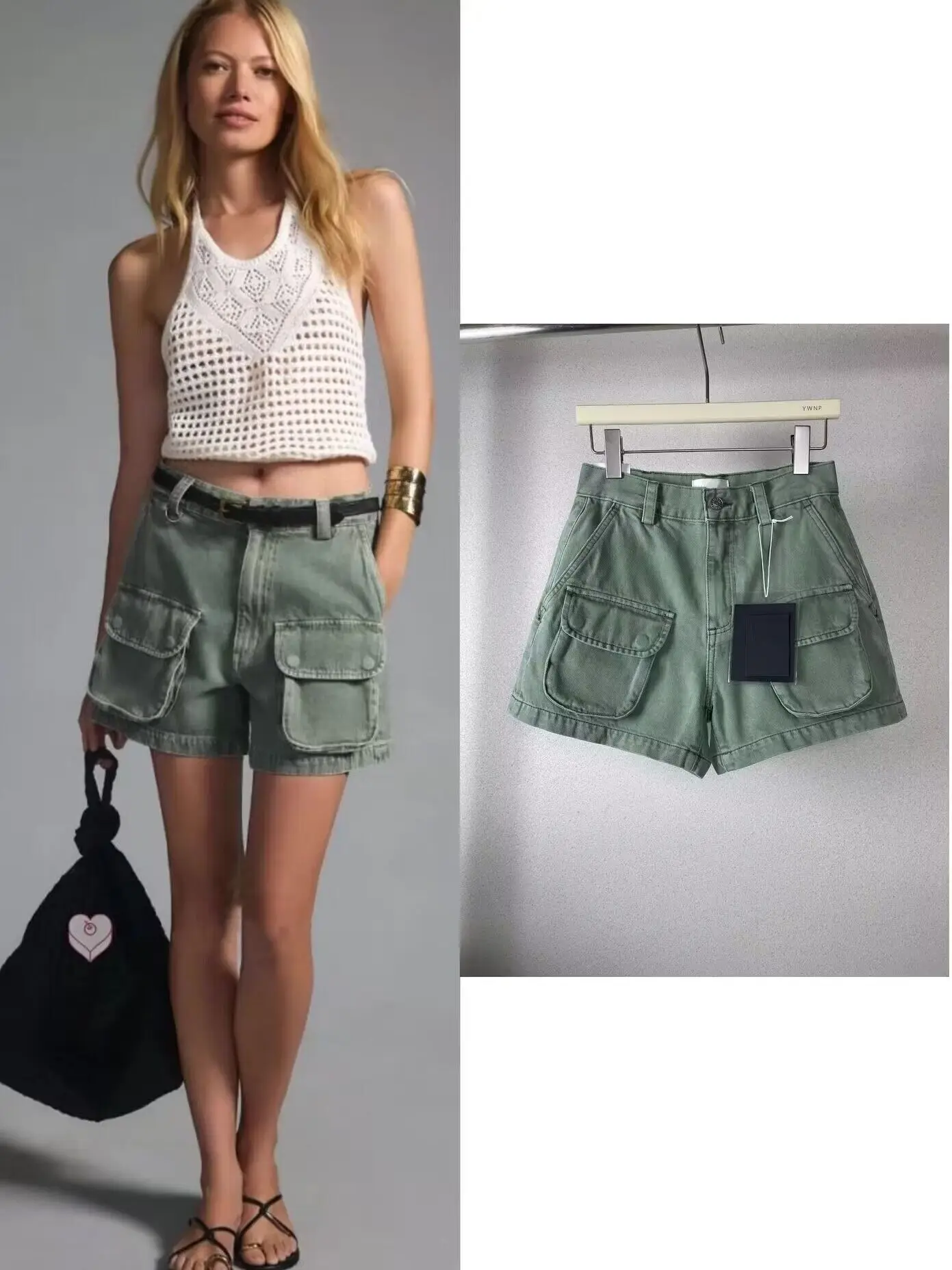 

Spring Summer Military een Workwear Sle ort Jeans High Waist ort Pants with kets Casual Loose Fit Ladies Denim orts