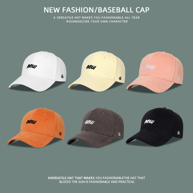 Simple All-Match Letters Embroidery Curved Brim Baseball Cap Female Wide Brim Sunshade Sun Protection Korean Peaked Cap Male