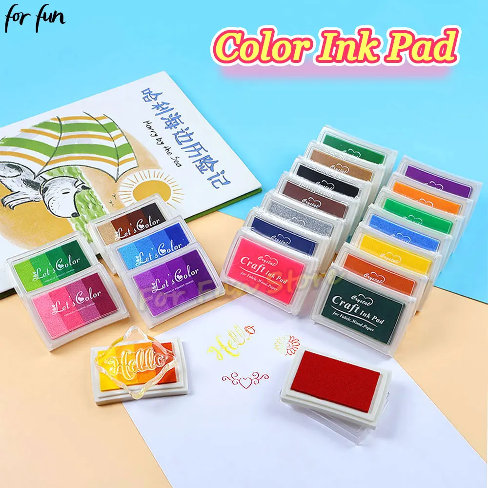 

For Fun Color Ink Pad for Stamp DIY Rubber Wooden Seal Inkpad Album Scrapbook Paper Decoration Finger Painting School Stationery