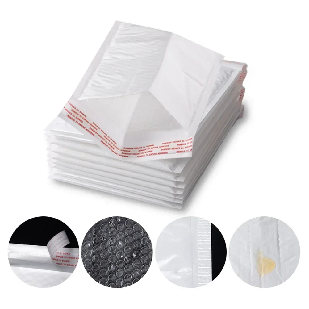 Imagem -03 - Poli Bolha Mailers Self Seal Padded Gift Bolsa Embalagem Envelope Bags Livro Pacote de Envio Branco 50 Pcs