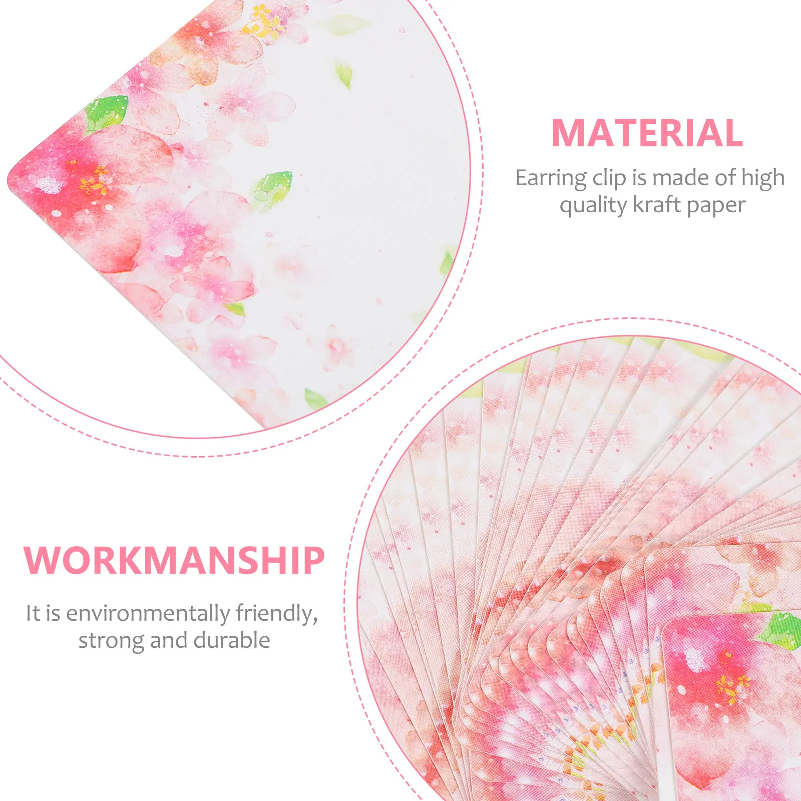 

100Pcs Flower Print Jewelry Display Cards Earring Packaging Hangable Studs Price Tag for Necklace Bracelet Jewelry Store