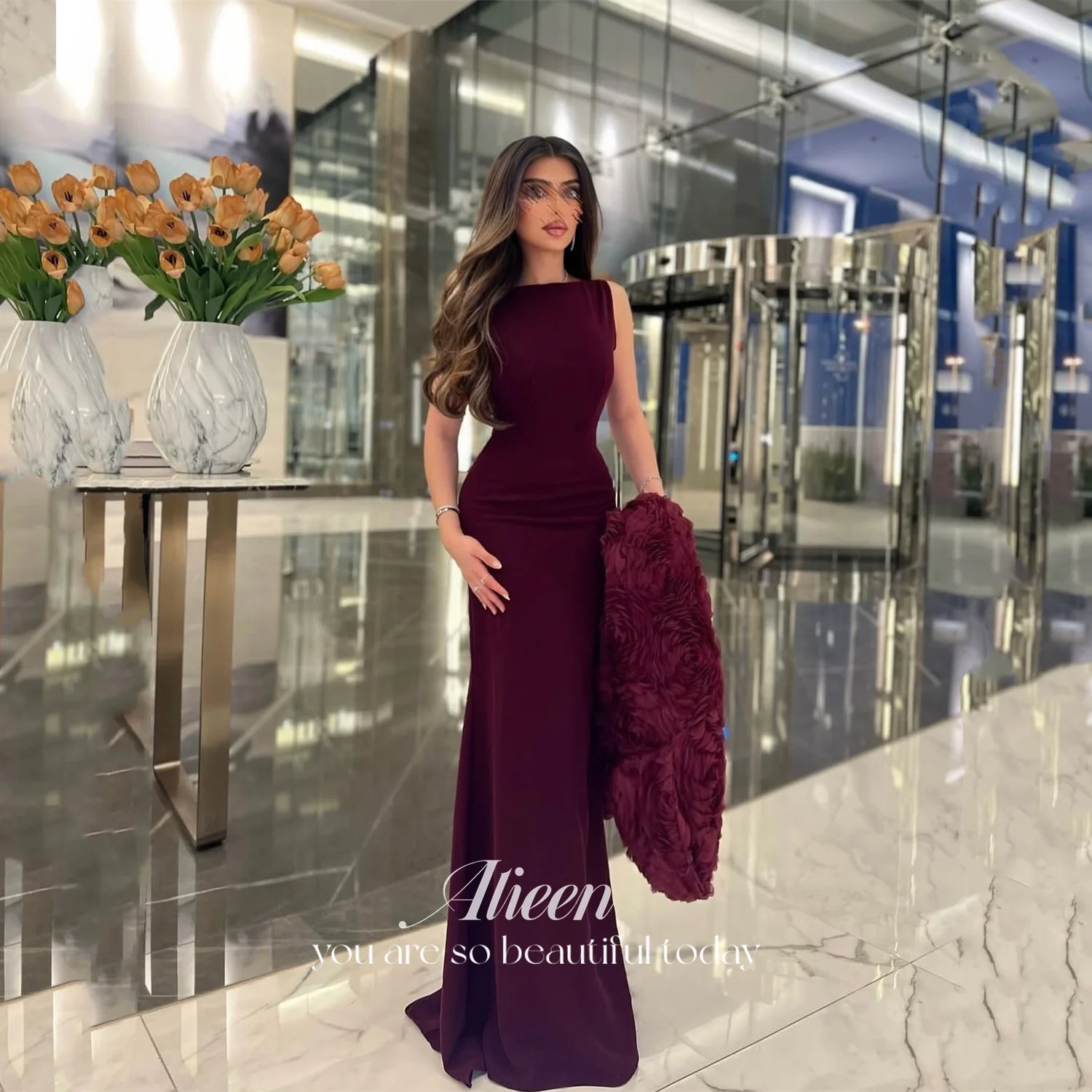 

Aileen Burgundy Prom Dress Vestidos De Fiesta Elegantes Luxurious Women's Evening Dresses Brands Elegant Party Dresses Mermaid