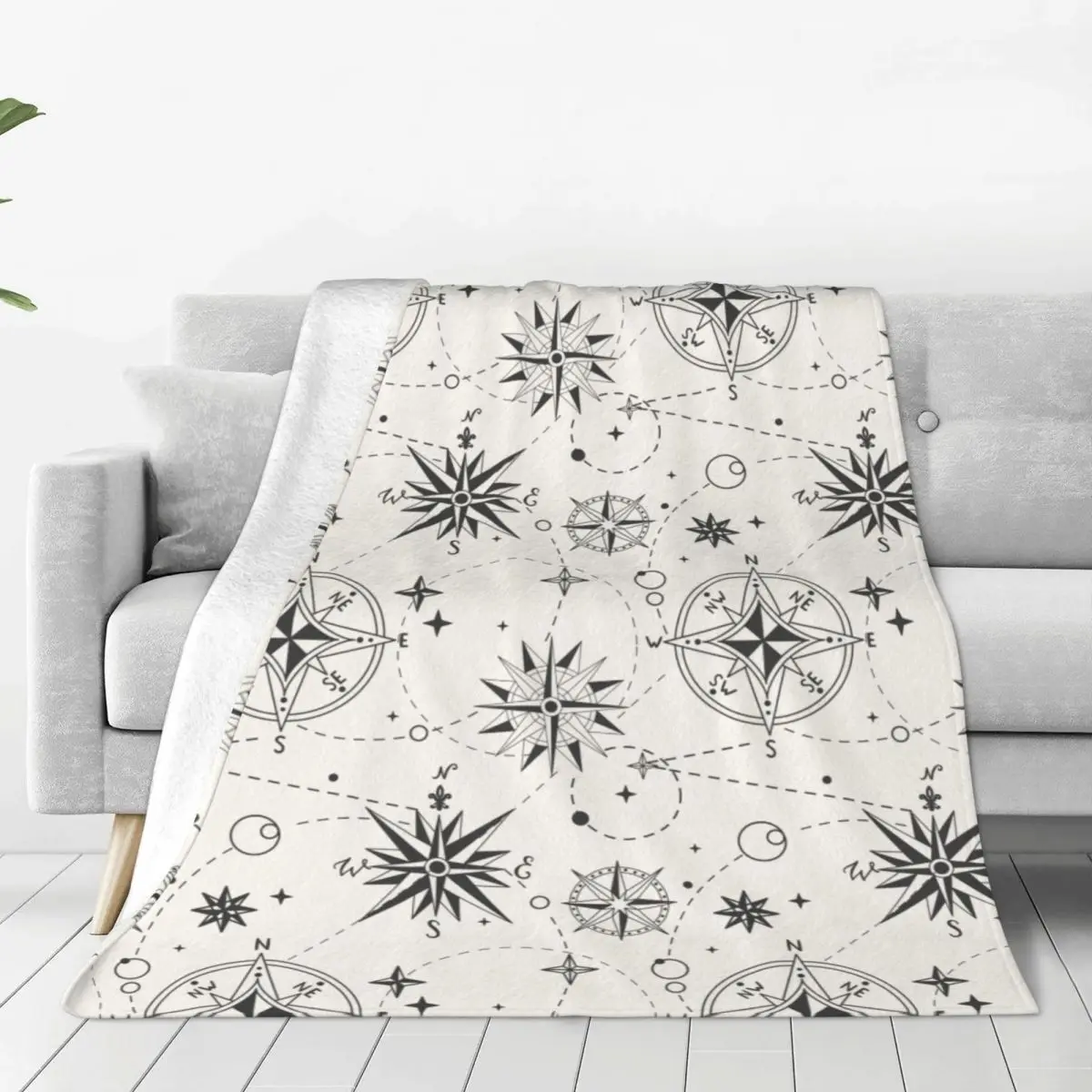 

Vintage Wind Rose Nautical Background Fleece Throw Blanket Blanket for Bedding Outdoor Warm Bedspread