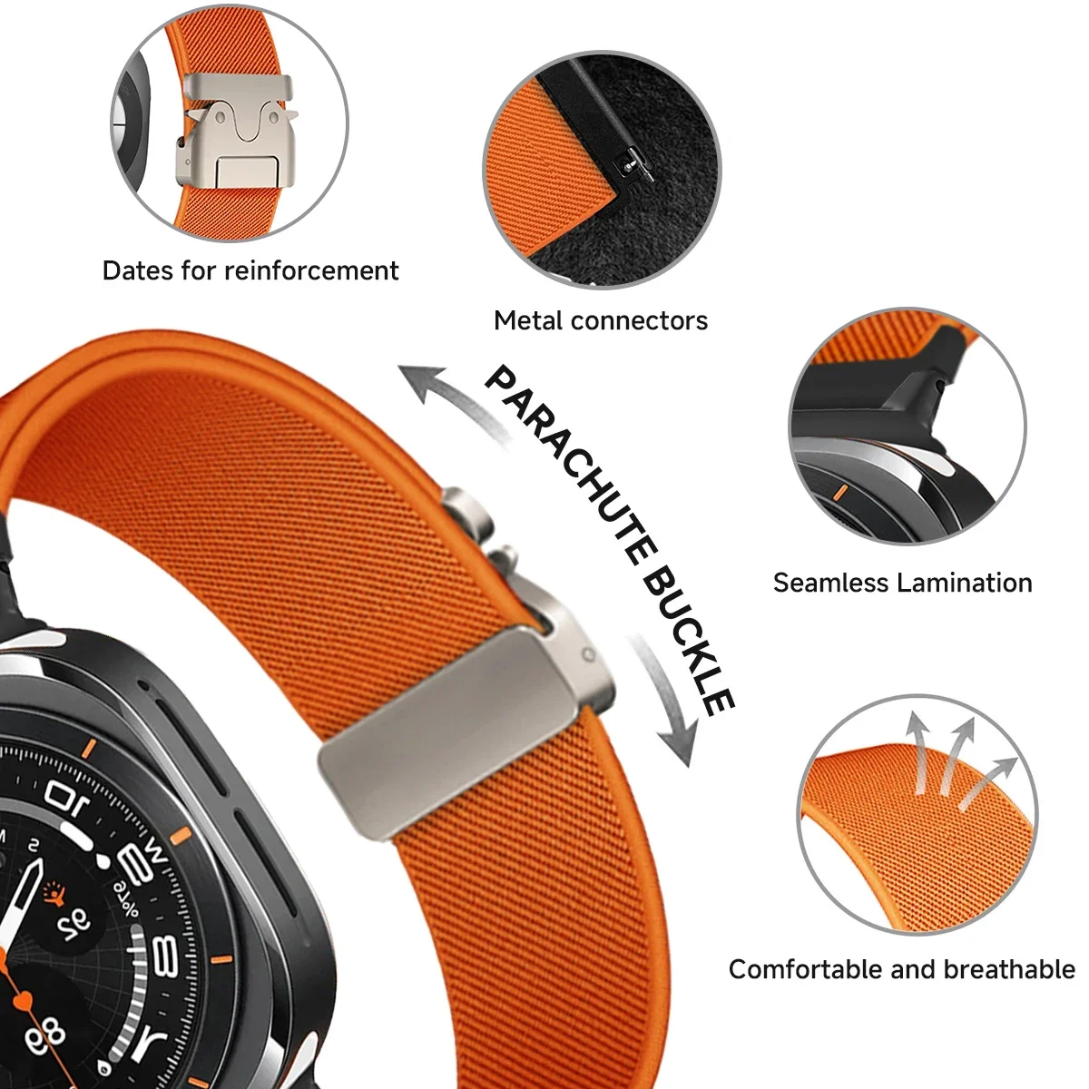 Braided Loop For Samsung Galaxy Watch 7 Ultra Strap 47mm Accessories Sport Nylon Bracelet Correa Galaxy Watch Ultra Band 47mm