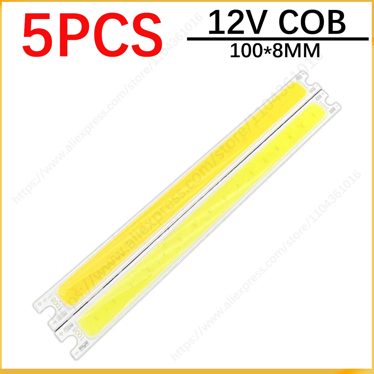 

5PCS 100x8mm12v COB LED Light Chip 5W Warm Cool White Color with USB Plug AA Button Battery Box Dimmable Strip LED Bulb 100mm