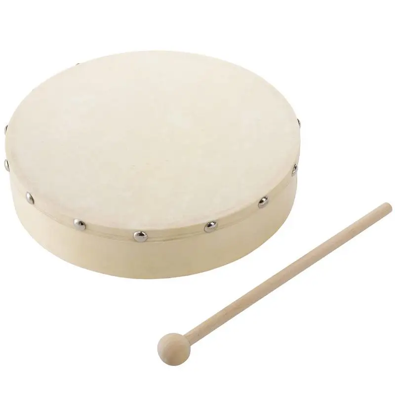 20/25cm Wooden Hand Drum Kid Percussion Toy Wood Frame Drum Set Portable Musical Instrument with Drum Stick Children Music Game