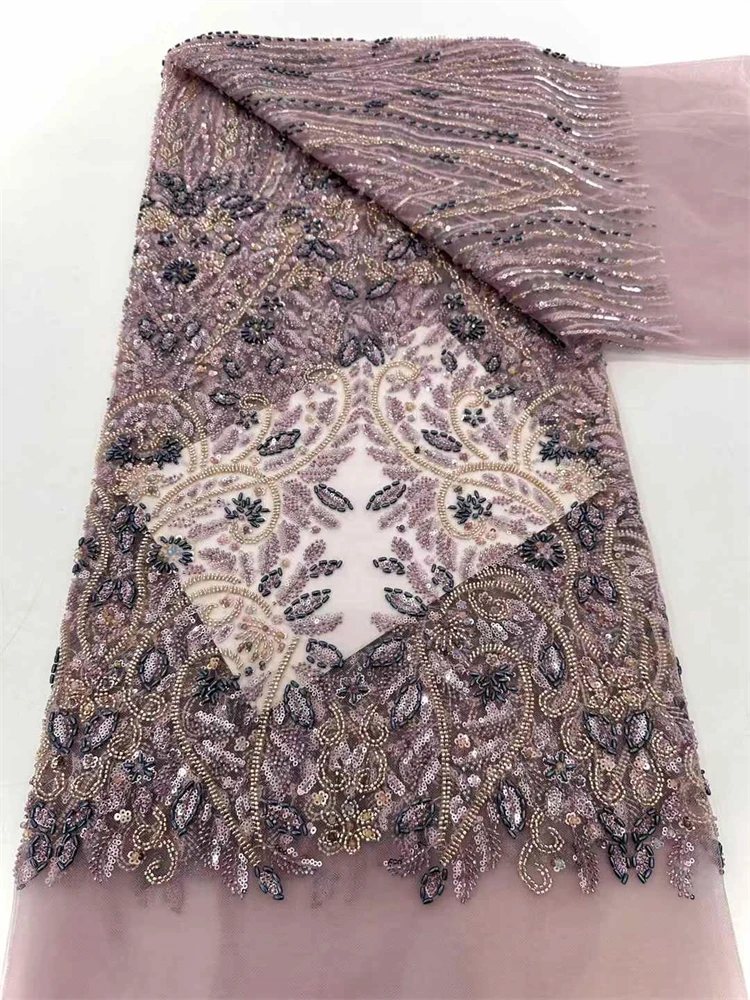 أحدث عرض ساخن لعام 2025 قماش دانتيل ثقيل مطرز فرنسي فاخر جديد راقي نيجيري أفريقي مع قماش ترتر لحفلات الزفاف