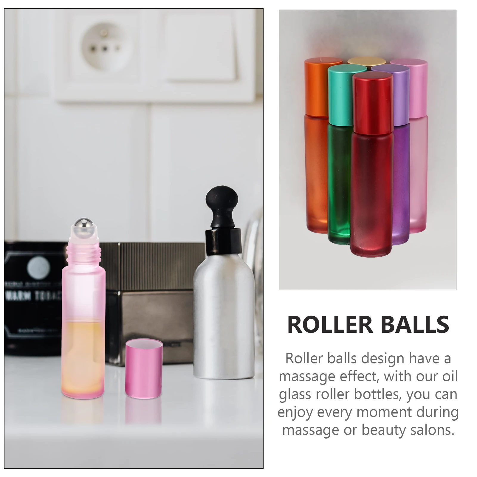 

6Pcs 10ml Glass Roller Bottles Colored Essential Oil Containers Travel Refillable Subpackaging Bottles Perfume Sample