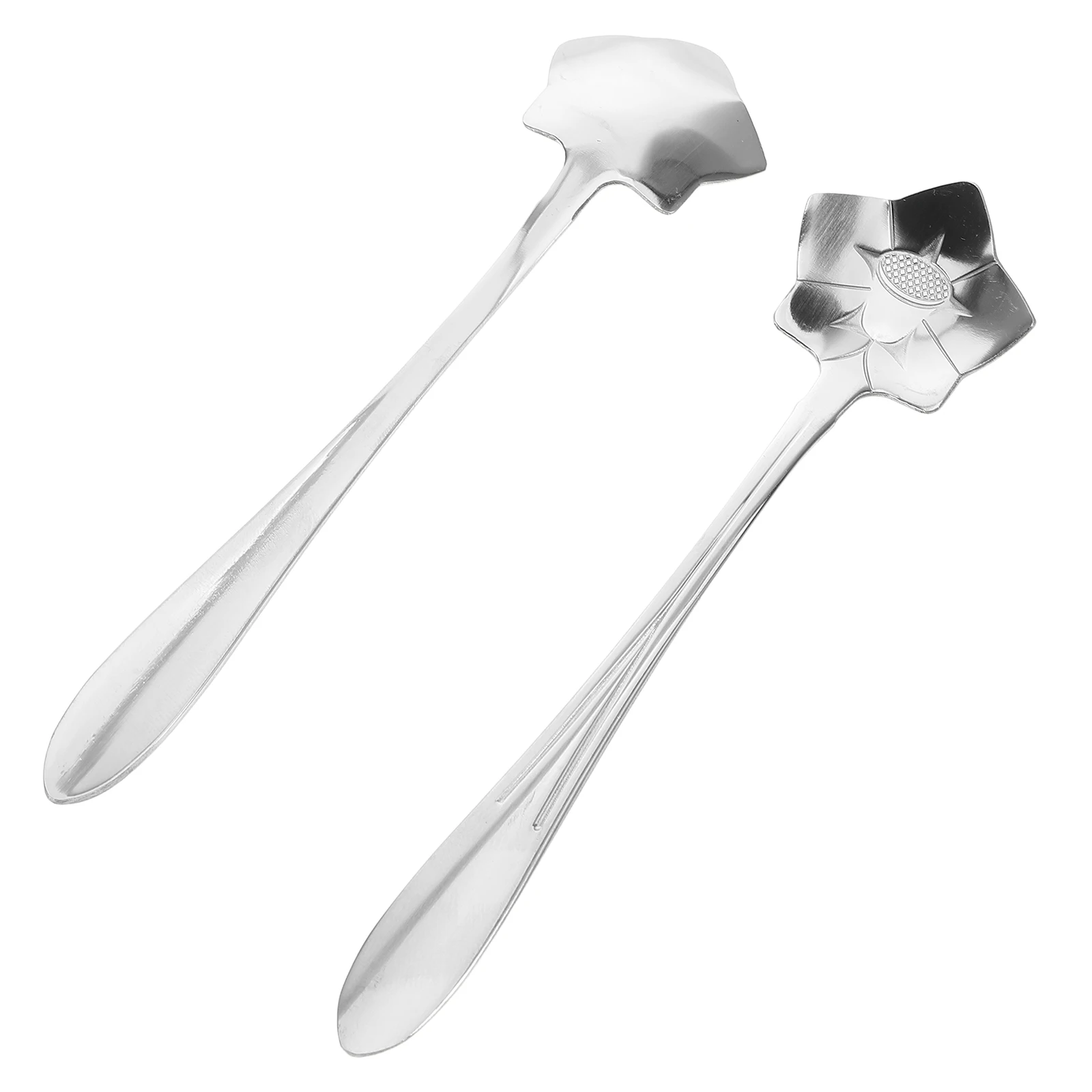 

2pcs Spoon Stainless Tea Dessert Mixing Spoon Kitchen Chocolate Accessories Reusable Long Handle