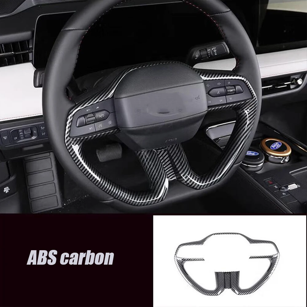 For Ford Mondeo Fusion Evos 2022 2023 ABS carbon /WOOD Car Steering wheel Button frame Cover Trim Car Stickers Accessories