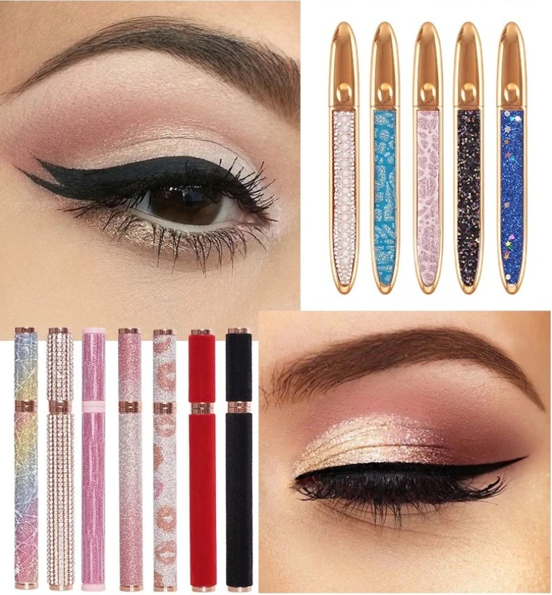 Nuevo Delineador de ojos 4D resistente al agua, de secado rápido, de larga duración, sin floración, estrella, diamante, delineador de ojos negro suave y liso