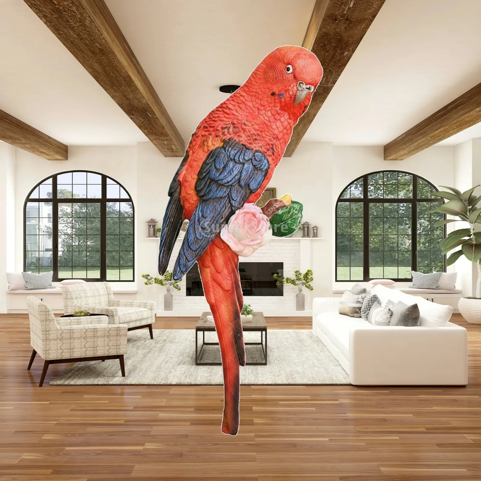 Artistic Parrot Wall Decor Resin Bird Figurine for Garden Fence Patio Backyard Natural Charm