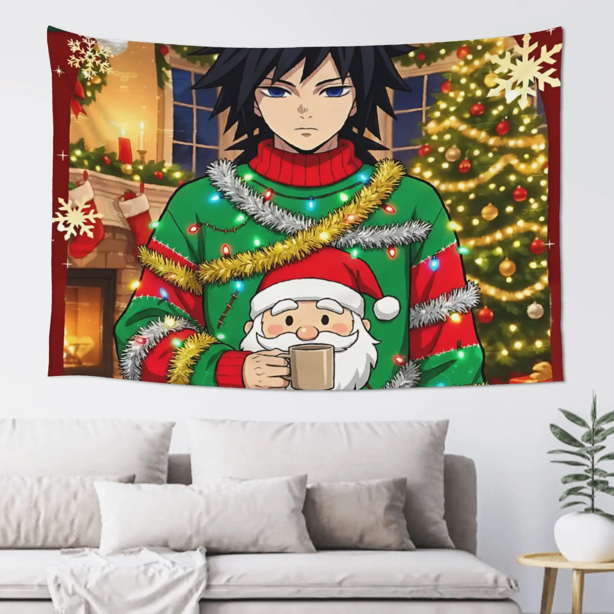 Cutecore Christmas Demon Slayer Tapestry Bedroom Decoration  Wall Hanging Blanket Tapestry Cool Stuff For Room